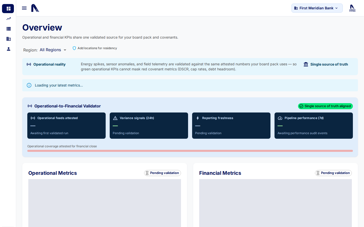 Overview dashboard — Banking (depository)